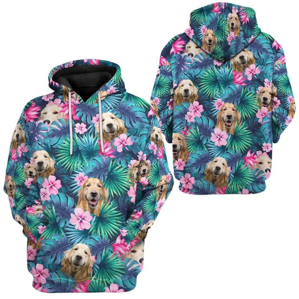 Gearhuman 3D Retriver Tropical Hoodie Apparel GL08078 3D Custom Fleece Hoodies 