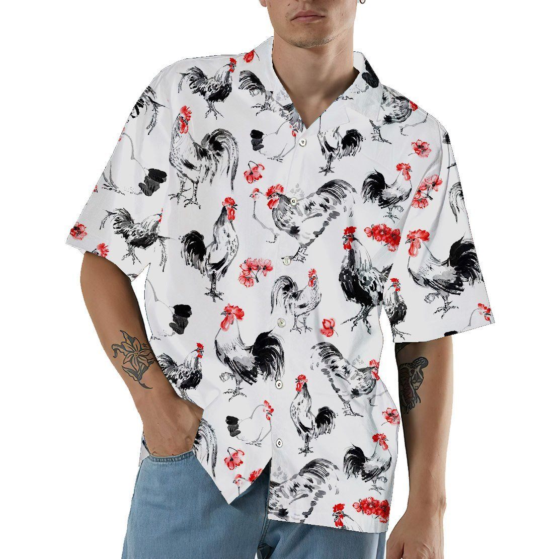 Gearhuman 3D Rooster Hawaii Shirt ZK0406213 Hawai Shirt 