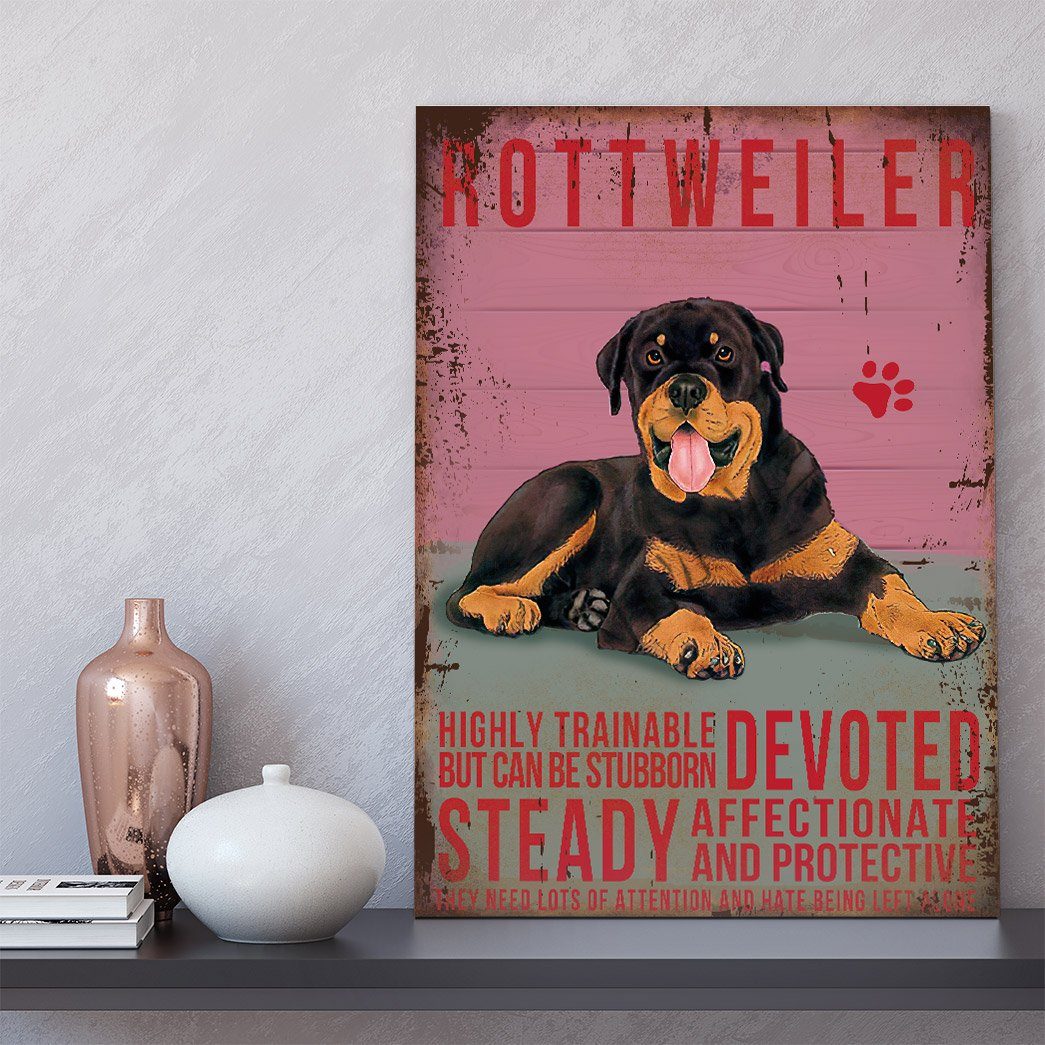 Gearhuman 3D Rottweiler Dog Vintage Quotes Custom Canvas GW010312 Canvas