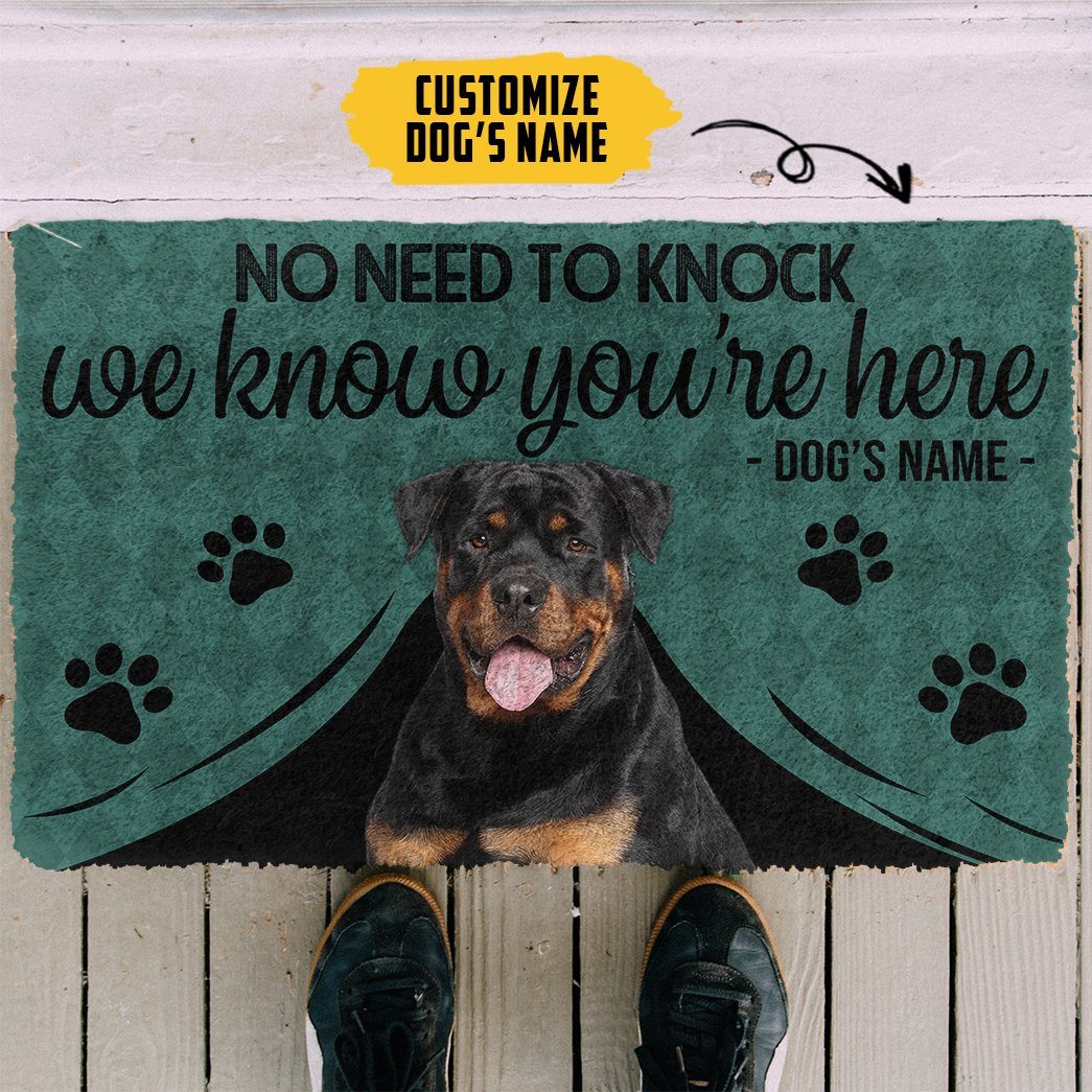 Gearhuman 3D Rottweiler We Know Youre Here Custom Name Doormat GW01024 Doormat