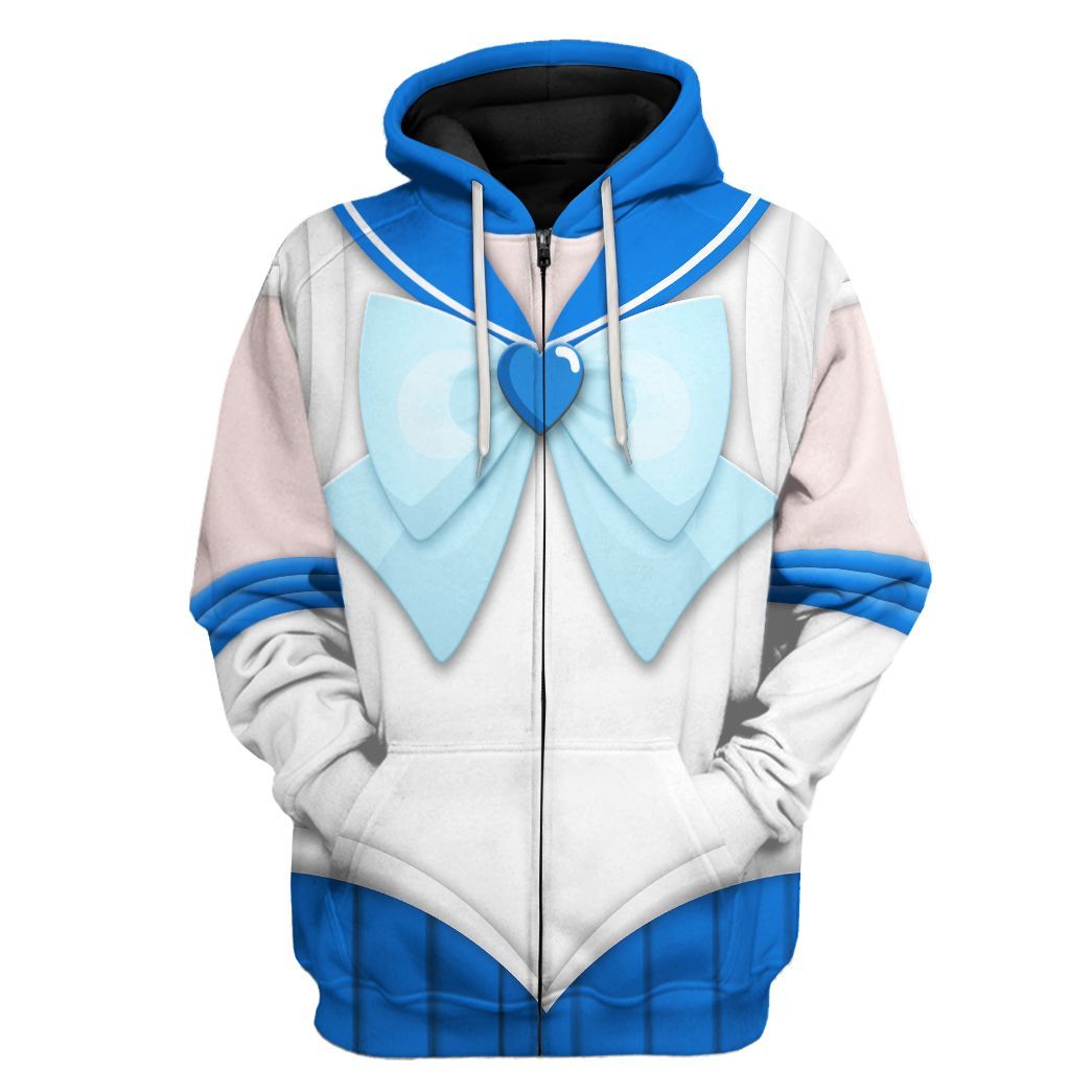Gearhuman 3D Sailor Mercury Custom Tshirt Hoodie Apparel CC15122 3D Apparel Zip Hoodie S 