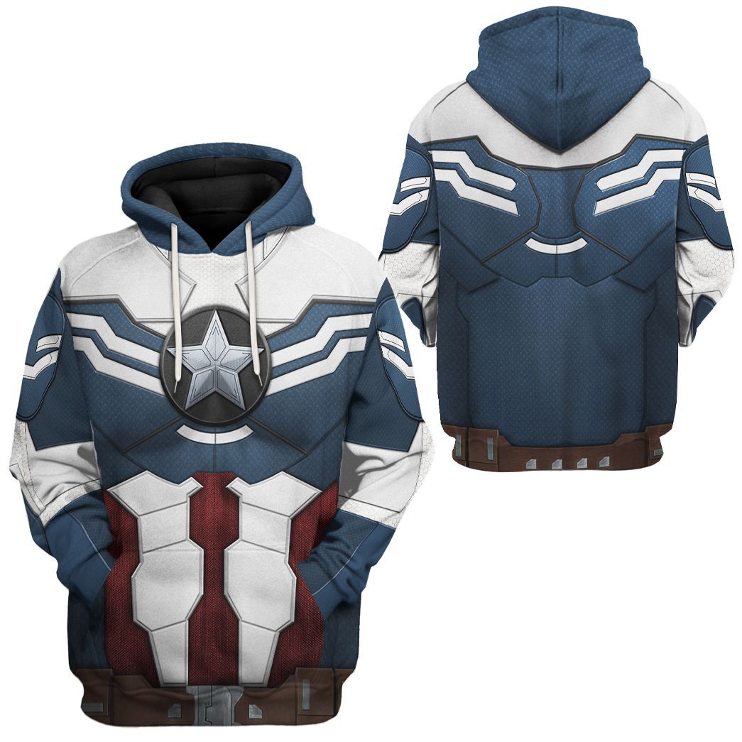 Gearhuman 3D Sam Wilson Captain America Custom Tshirt Hoodie Apparel CW17122 3D Apparel 