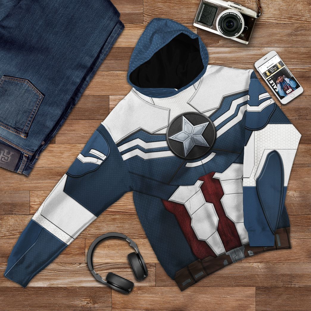 Gearhuman 3D Sam Wilson Captain America Custom Tshirt Hoodie Apparel CW17122 3D Apparel 