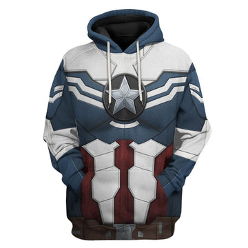 Gearhuman 3D Sam Wilson Captain America Custom Tshirt Hoodie Apparel CW17122 3D Apparel Hoodie S 