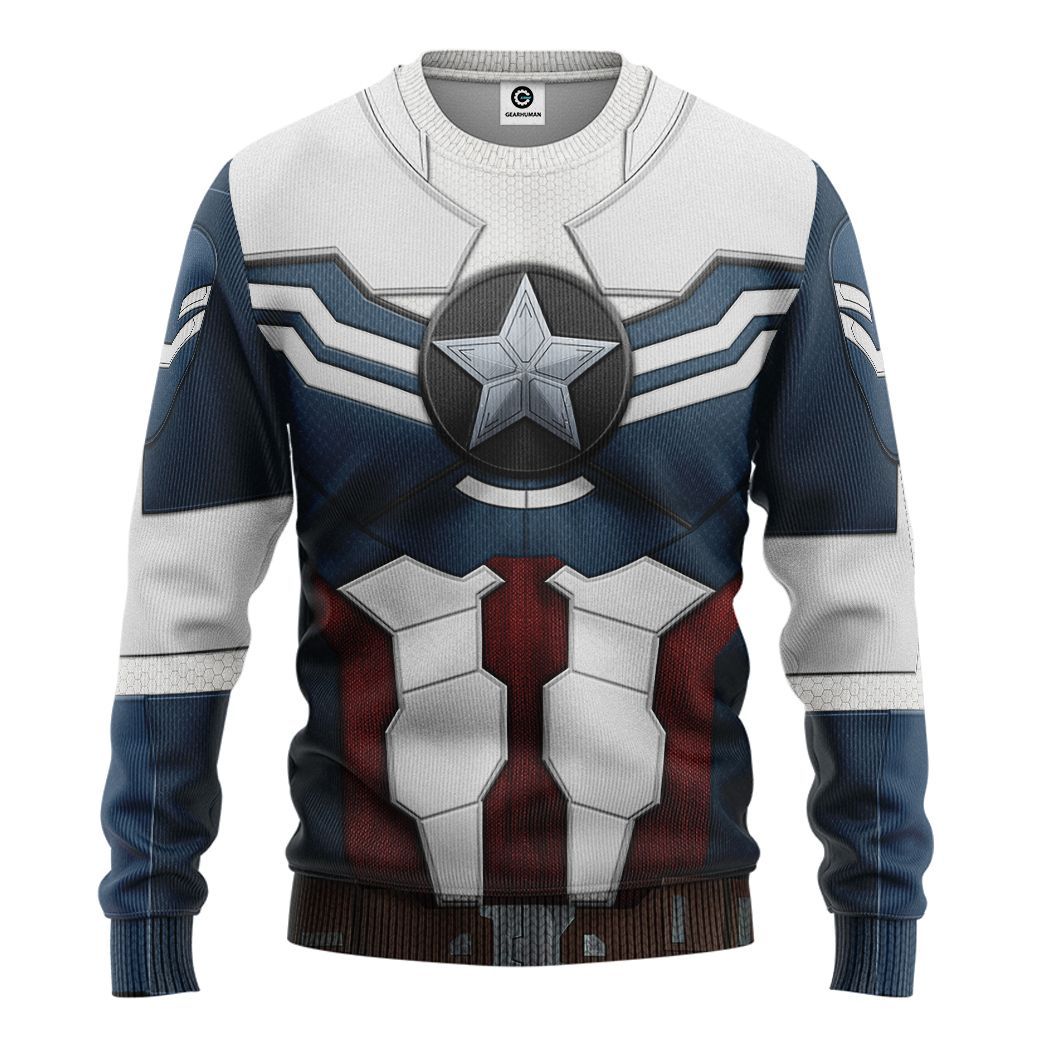 Gearhuman 3D Sam Wilson Captain America Custom Tshirt Hoodie Apparel CW17122 3D Apparel Long Sleeve S 
