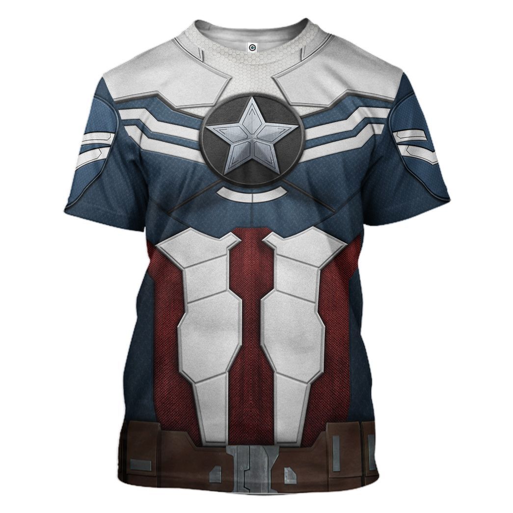 Gearhuman 3D Sam Wilson Captain America Custom Tshirt Hoodie Apparel CW17122 3D Apparel T-Shirt S 
