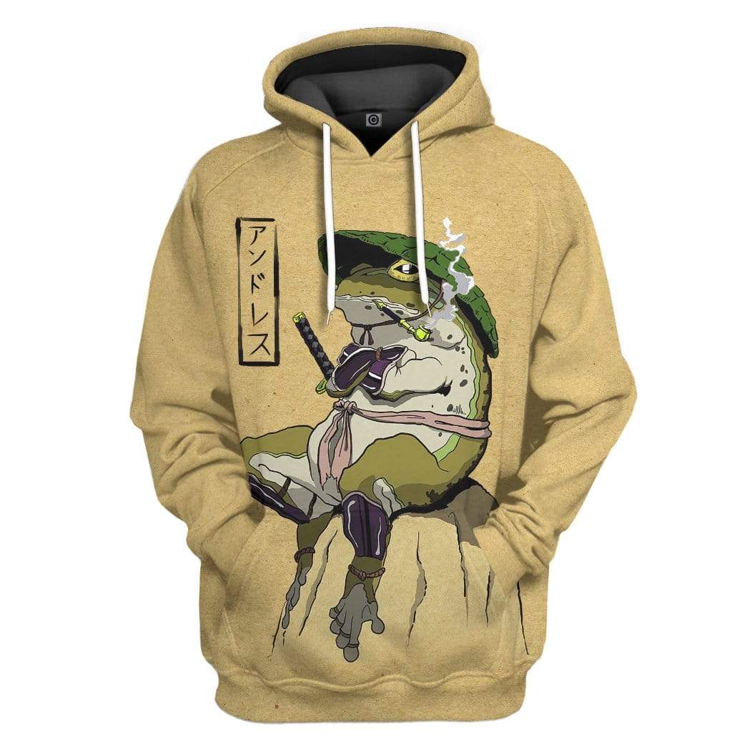 Gearhuman 3D Samurai Frog Custom Hoodie Apparel GS05085 3D Custom Fleece Hoodies Hoodie S 