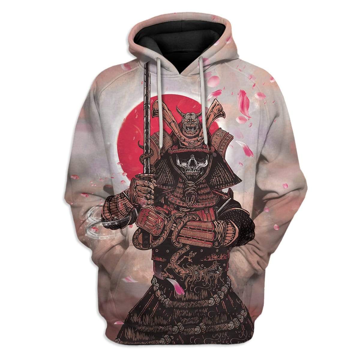 Gearhuman 3D Samurai Skull Custom T-Shirts Hoodies Apparel GM18021 3D Custom Fleece Hoodies Hoodie S 