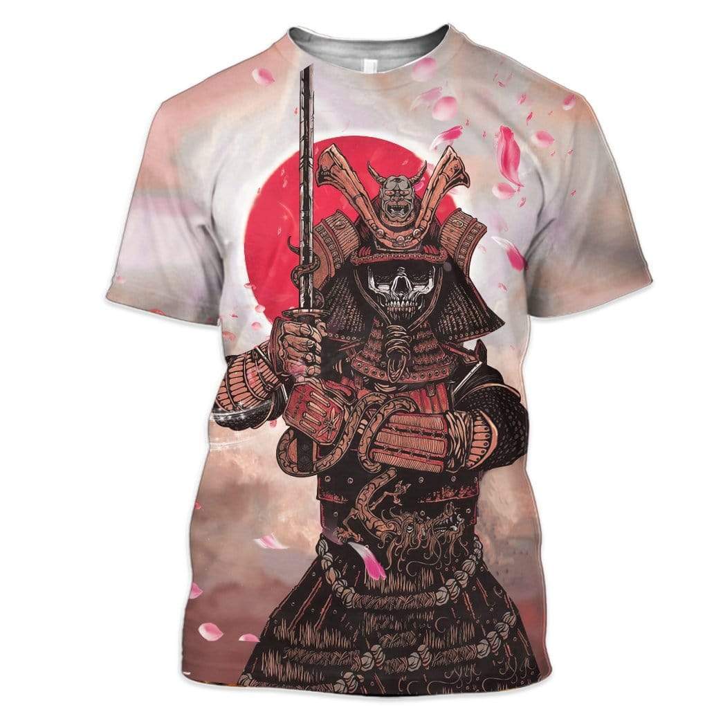 Gearhuman 3D Samurai Skull Custom T-Shirts Hoodies Apparel GM18021 3D Custom Fleece Hoodies T-Shirt S 