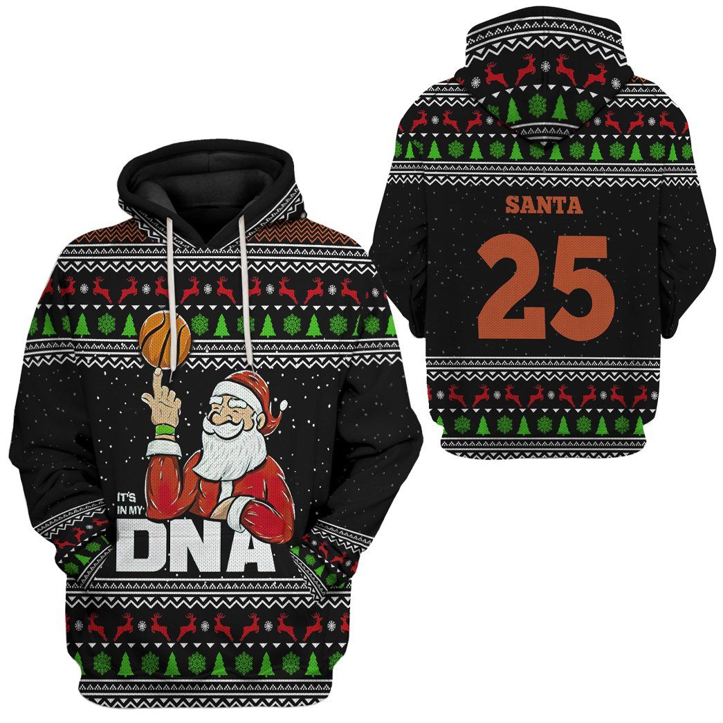 Gearhuman 3D Santa Claus 25 Basketball Christmas Ugly Sweater Custom Tshirt Hoodie Apparel GV20105 3D Apparel 