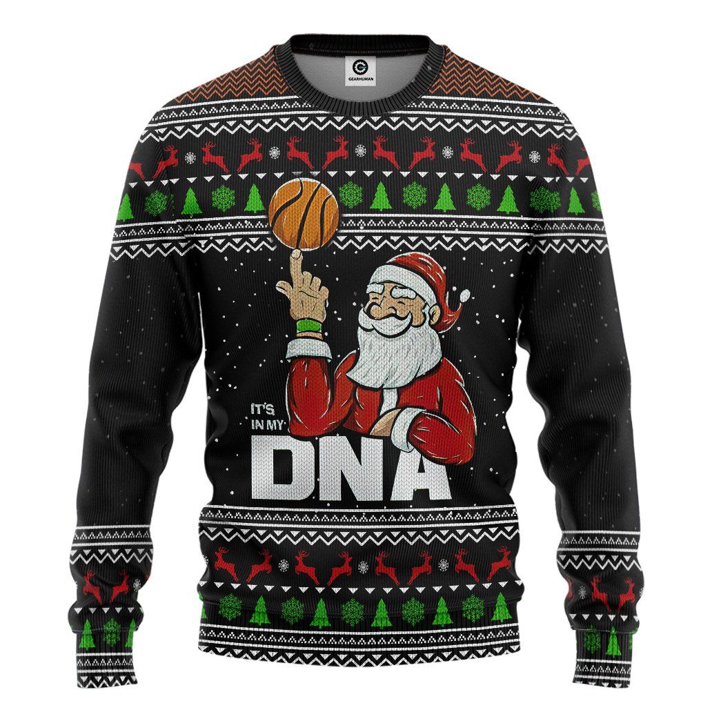 Gearhuman 3D Santa Claus 25 Basketball Christmas Ugly Sweater Custom Tshirt Hoodie Apparel GV20105 3D Apparel Long Sleeve S 