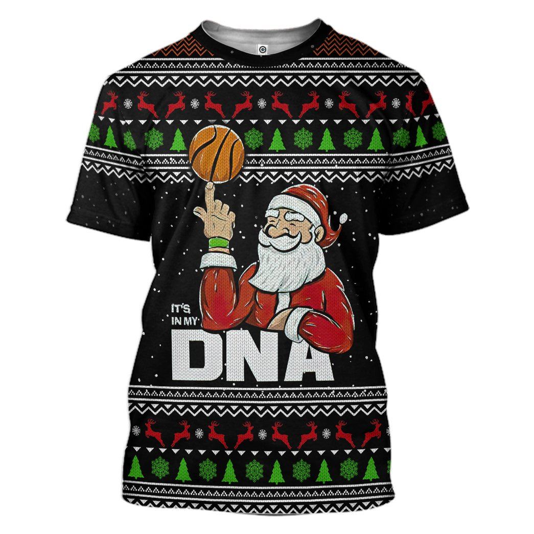Gearhuman 3D Santa Claus 25 Basketball Christmas Ugly Sweater Custom Tshirt Hoodie Apparel GV20105 3D Apparel T-Shirt S 