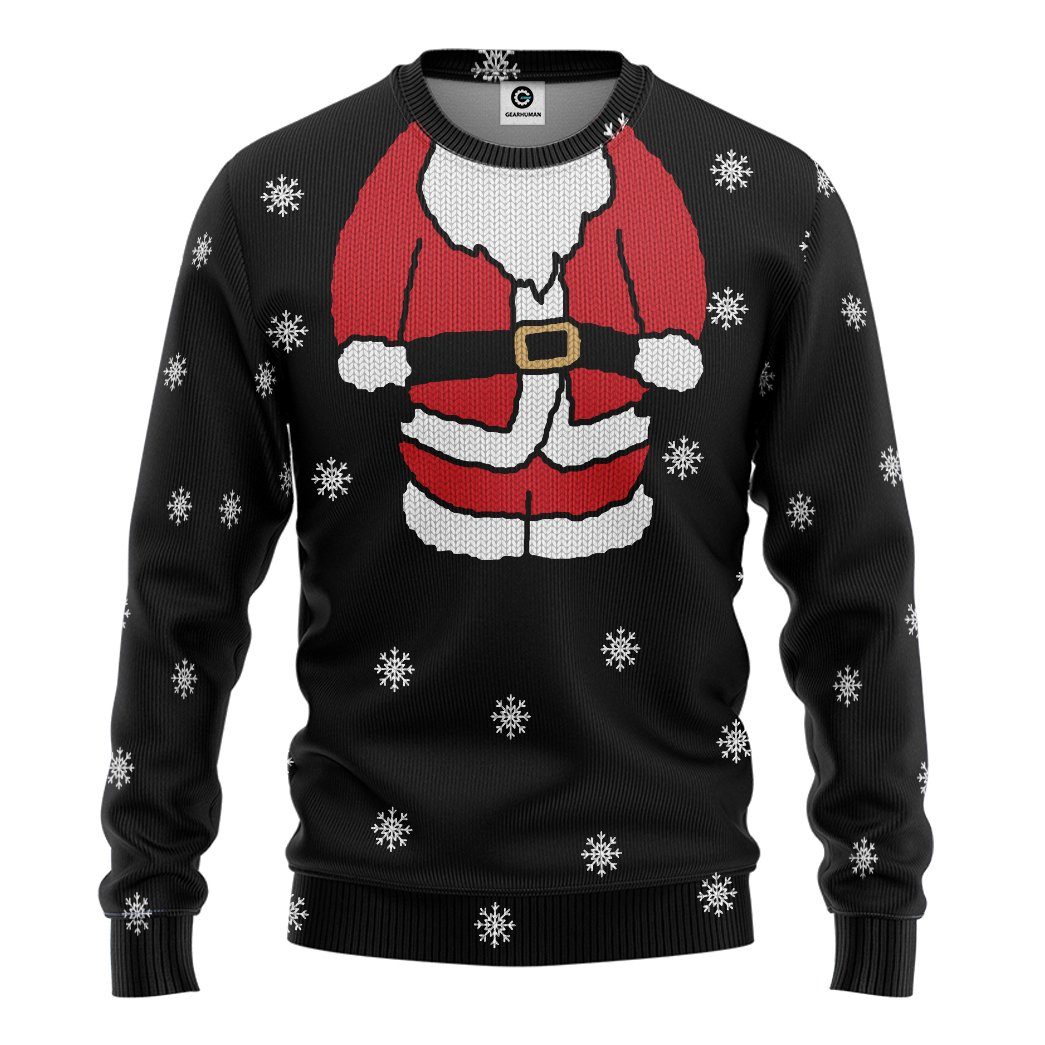 Gearhuman 3D Santa Claus Christmas Custom Tshirt Hoodie Apparel GC15105 3D Apparel Long Sleeve S 