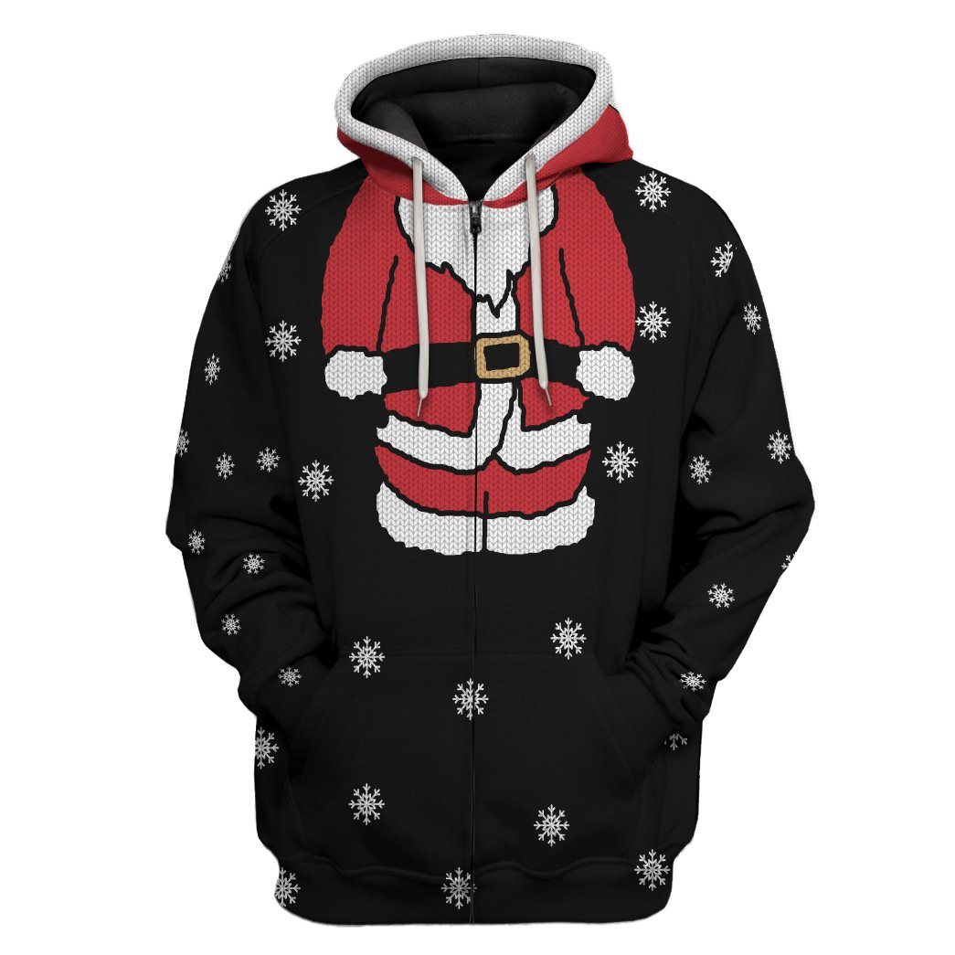 Gearhuman 3D Santa Claus Christmas Custom Tshirt Hoodie Apparel GC15105 3D Apparel Zip Hoodie S 