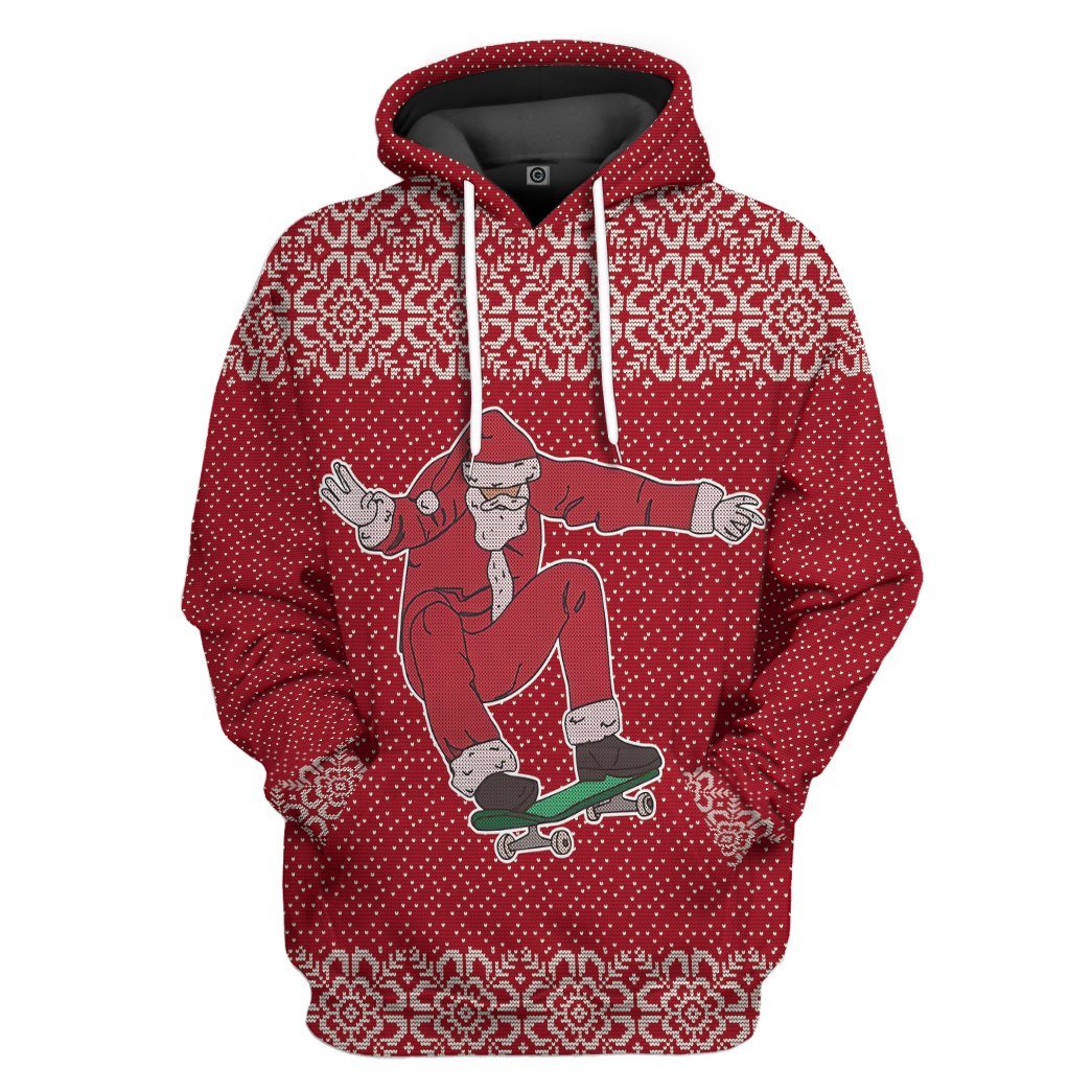 Gearhuman 3D Santa Claus Jolly Ugly Sweater Custom Hoodie Apparel GC06103 3D Apparel Hoodie S 