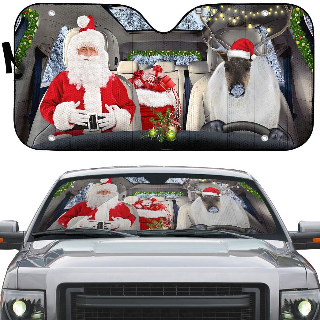 Gearhuman 3D Santa Claus Reindeer Custom Car Auto Sunshade GW06101 Auto Sunshade 
