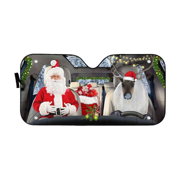 Gearhumans 3D Santa Claus Reindeer Custom Car Auto Sunshade