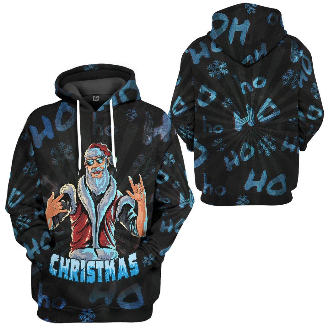 Gearhuman 3D Santa Crazy Custom Hoodie Apparel GJ07104 3D Apparel 