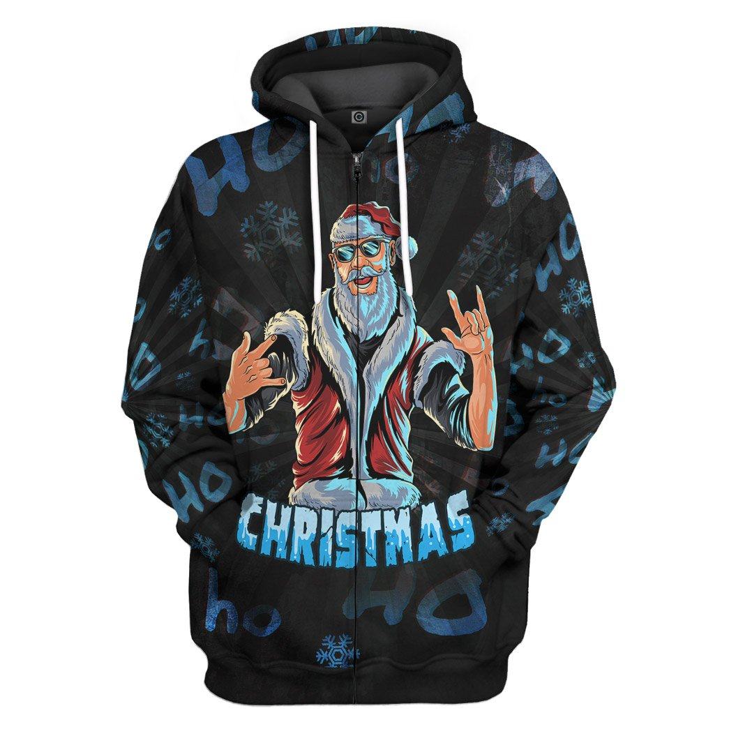 Gearhuman 3D Santa Crazy Custom Hoodie Apparel GJ07104 3D Apparel Zip Hoodie S 