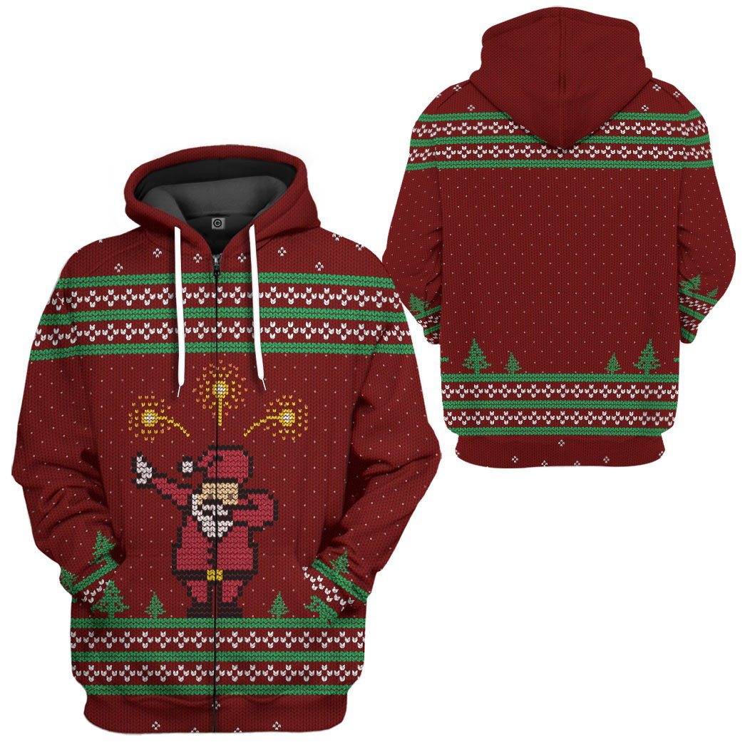 Gearhuman 3D Santa Dab Ugly Custom Hoodie Apparel GQ07103 3D Apparel 