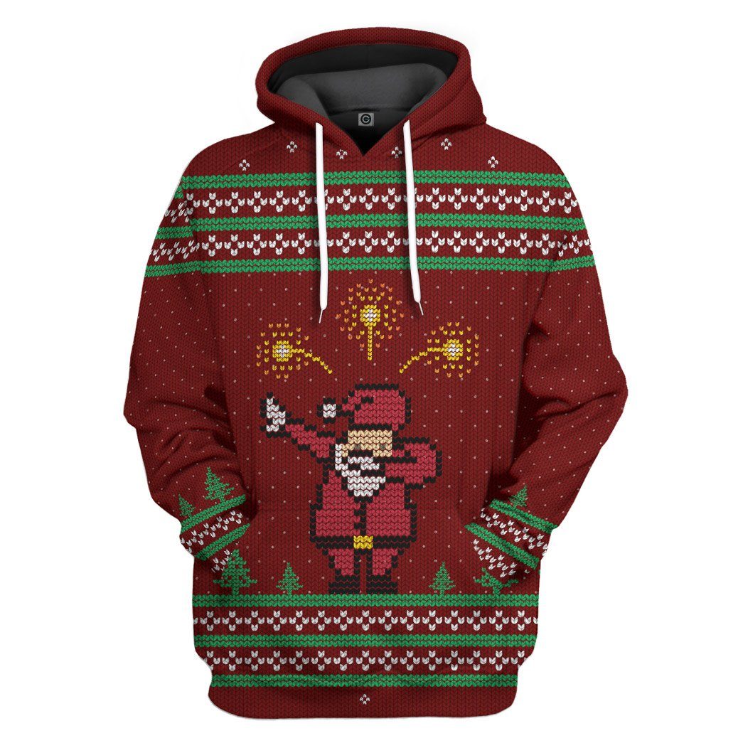 Gearhuman 3D Santa Dab Ugly Custom Hoodie Apparel GQ07103 3D Apparel Hoodie S 