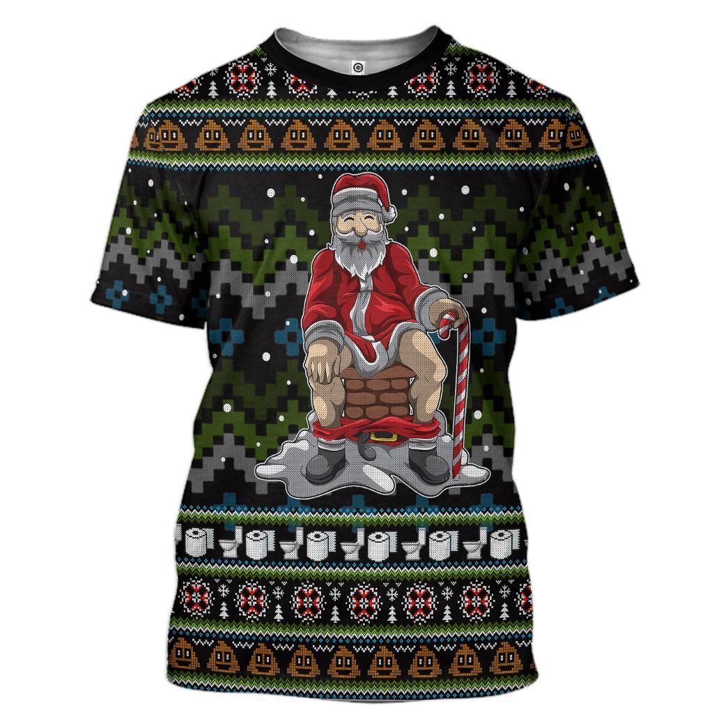Gearhuman 3D Santa Pooping Down Chimney Custom Tshirt Hoodie Apparel CW271015 3D Apparel T-Shirt S 