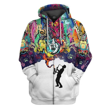 Gearhumans 3D Saxophone Thoughts Custom Hoodie Apparel