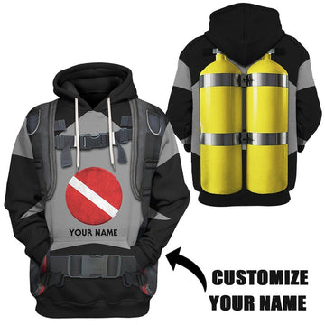Gearhuman 3D Scuba Diving Suit Custom Name Tshirt Hoodie Apparel GW18014 3D Apparel 