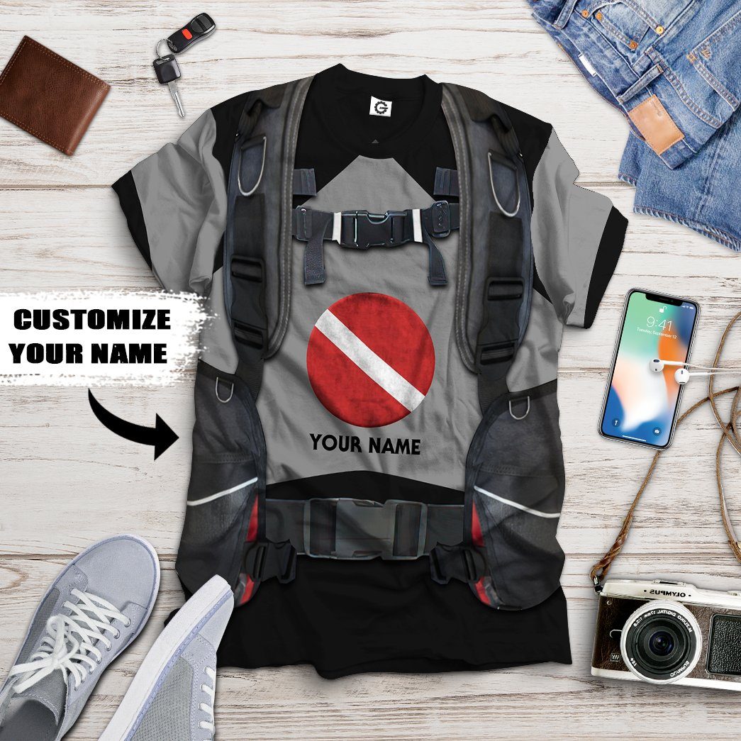 Gearhuman 3D Scuba Diving Suit Custom Name Tshirt Hoodie Apparel GW18014 3D Apparel 