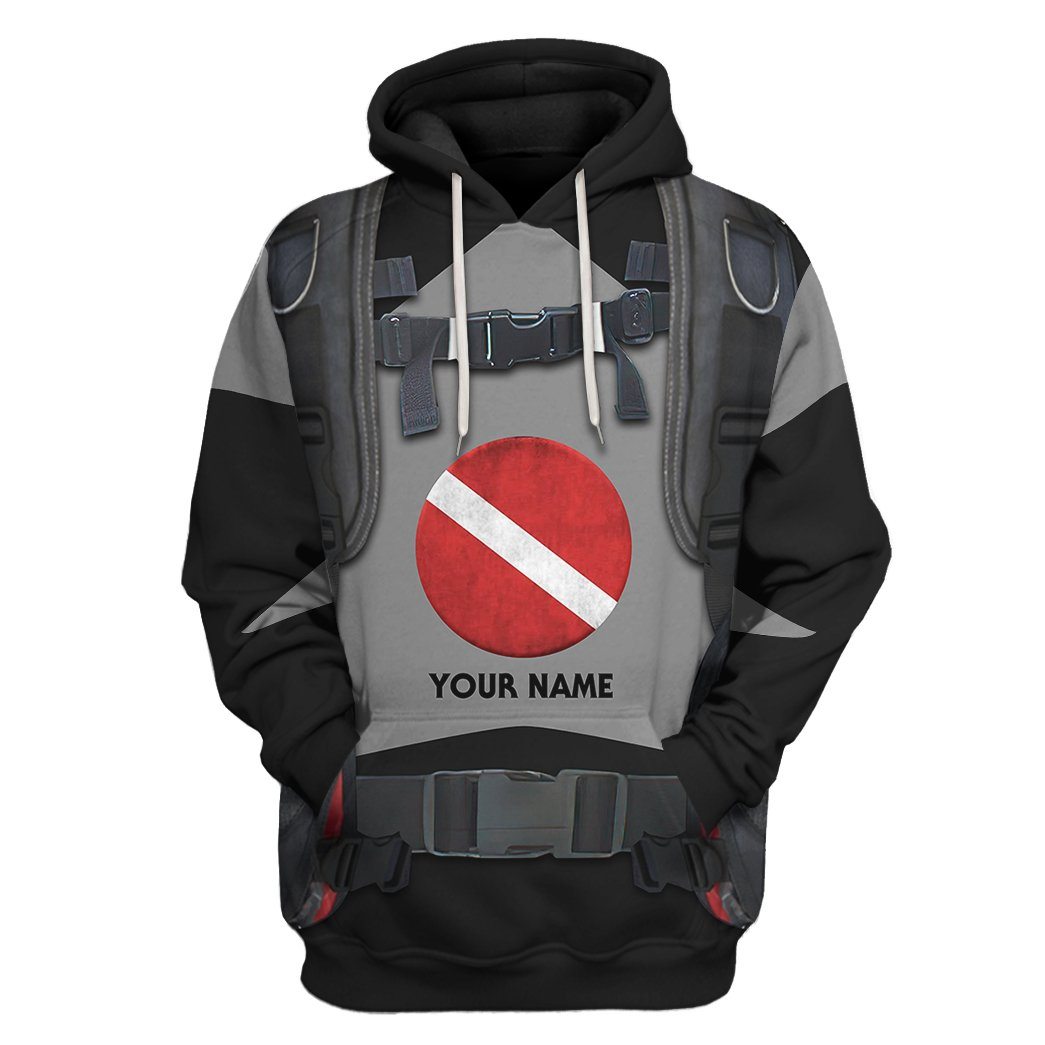 Gearhuman 3D Scuba Diving Suit Custom Name Tshirt Hoodie Apparel GW18014 3D Apparel Hoodie S 