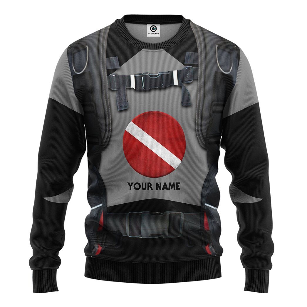 Gearhuman 3D Scuba Diving Suit Custom Name Tshirt Hoodie Apparel GW18014 3D Apparel Long Sleeve S 