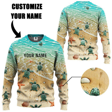 Gearhumans 3D Sea Turtle Custom Name Tshirt Hoodie Apparel