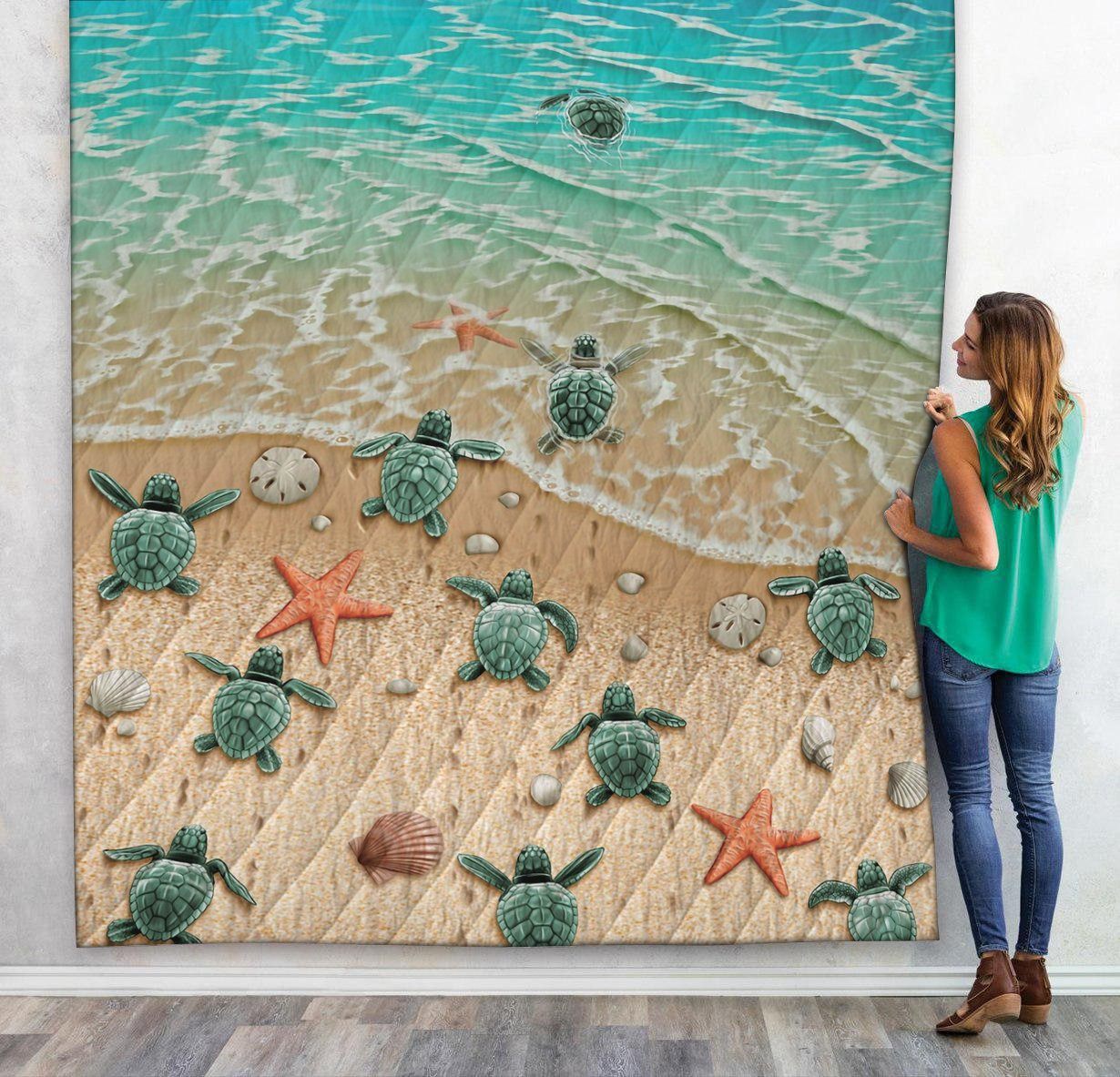 Gearhuman 3D Sea Turtle Custom Quilt GB05117 Quilt Quilt Twins 