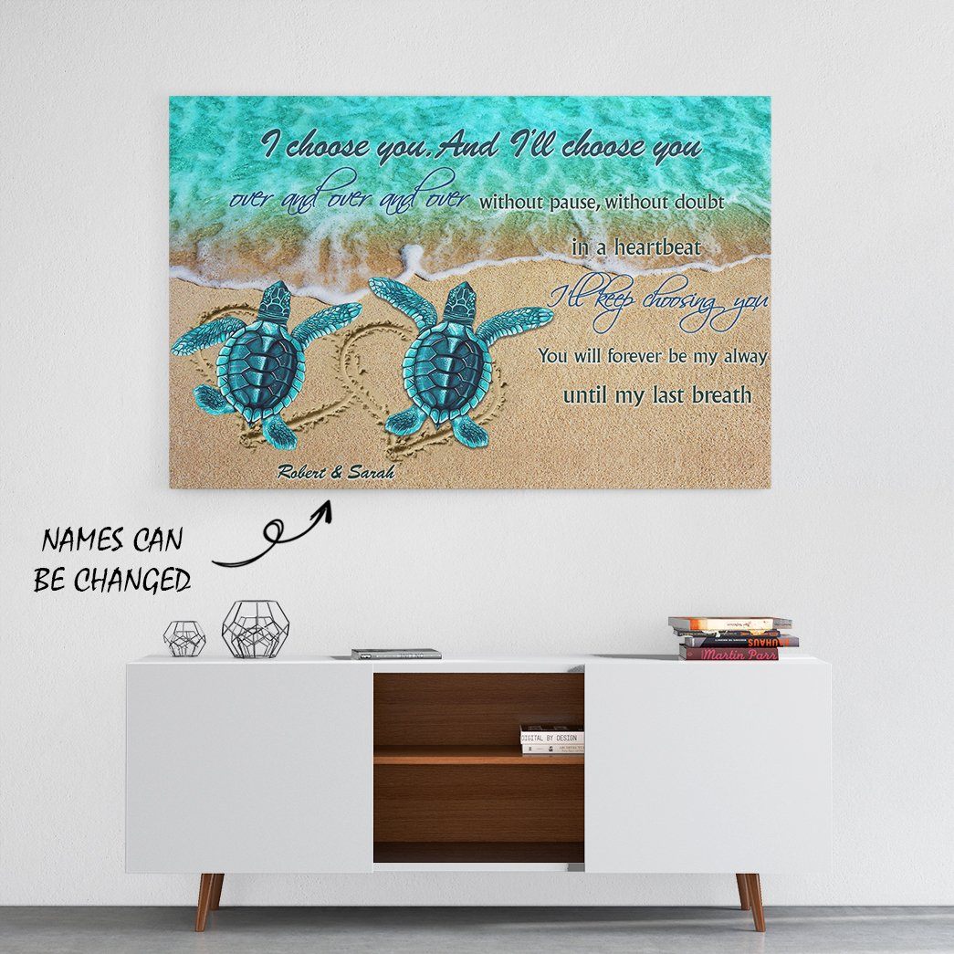Gearhuman 3D Sea Turtle I Choose You Custom Name Canvas GB22012 Canvas