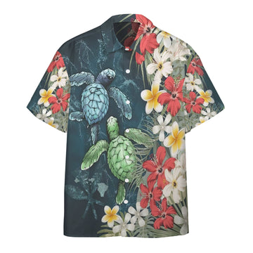 Gearhuman 3D Sea Turtle Tropical Hibiscus And Plumeria Custom Short Sleeve Shirt GS23062114 Hawai Shirt Hawai Shirt S 