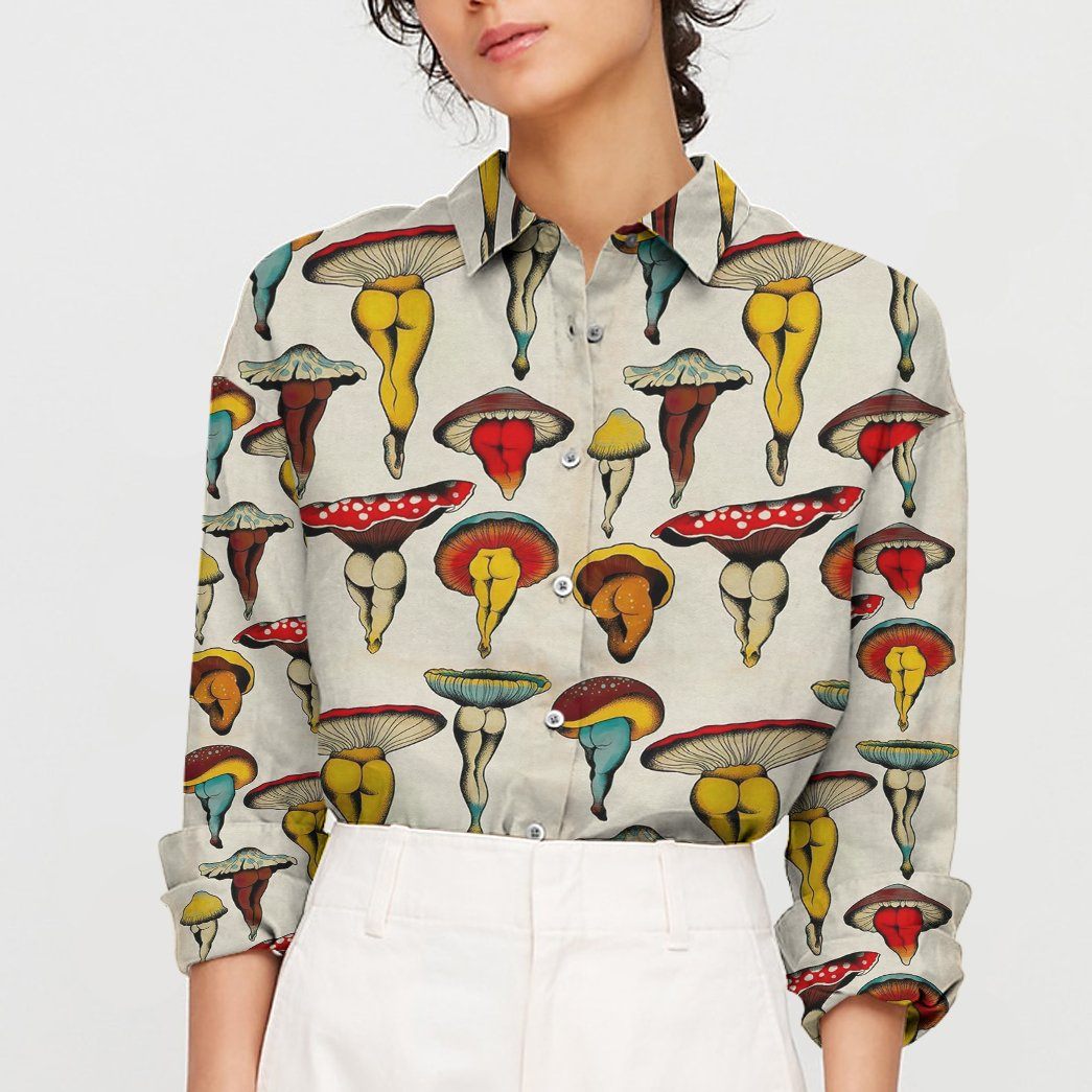 Gearhuman 3D Sexy Mushroom Linen Shirt For Woman GV300913 Linen Shirt 