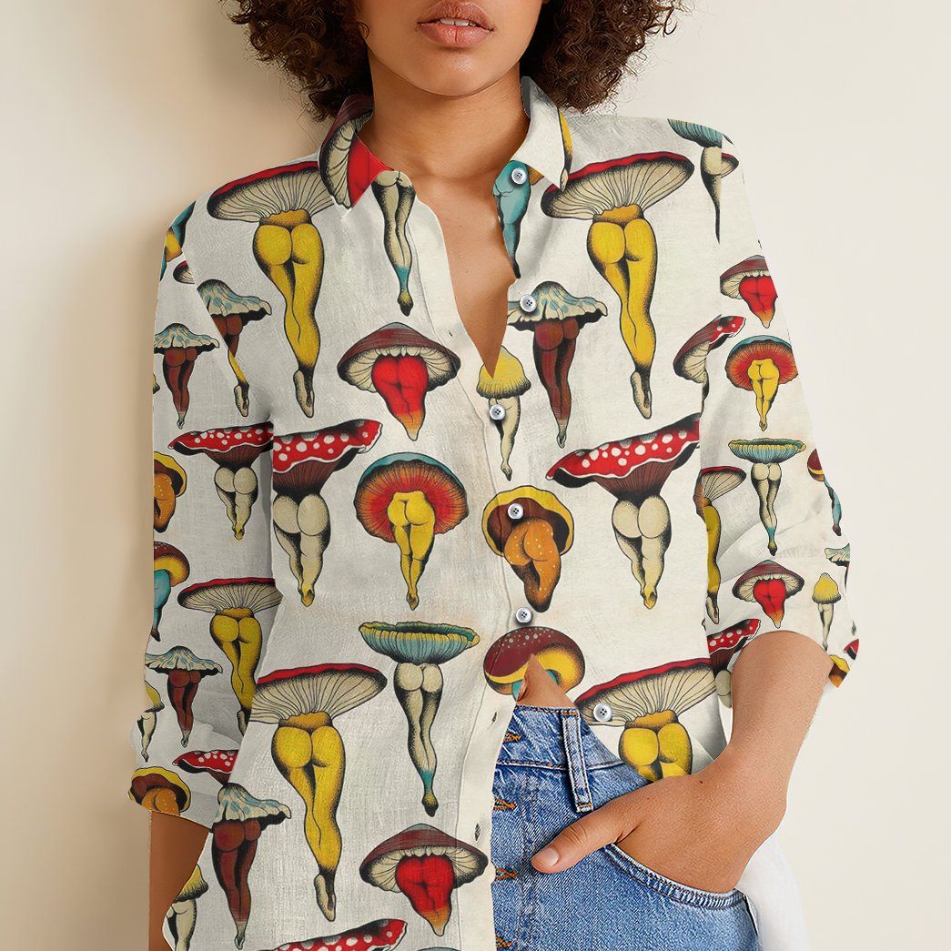 Gearhuman 3D Sexy Mushroom Linen Shirt For Woman GV300913 Linen Shirt 