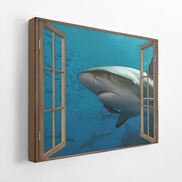 Gearhumans 3D Shark Window Canvas