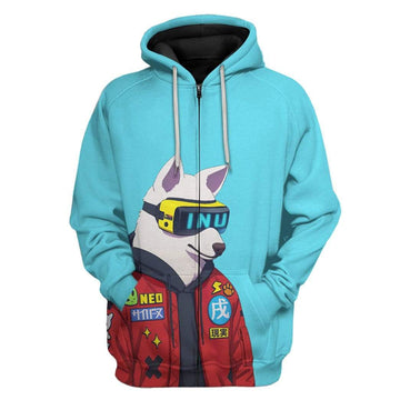 Gearhumans 3D Shiba Inu Cyberpunk Custom Hoodie Apparel