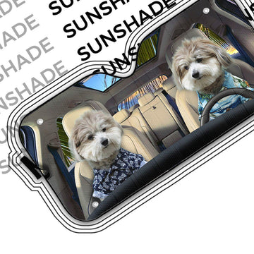 Gearhumans 3D Shih Tzu Puppies Custom Car Auto Sunshade