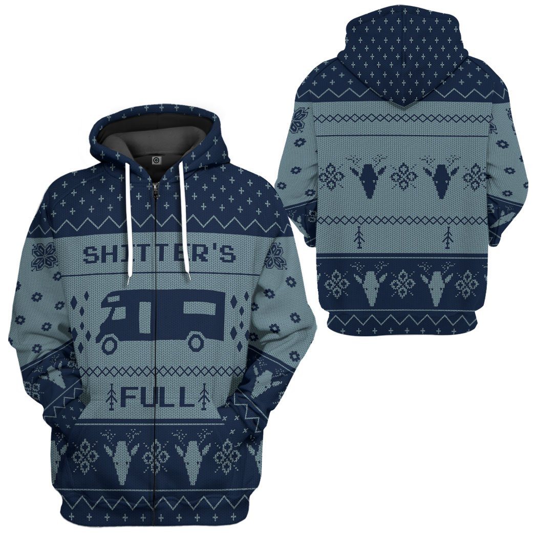 Gearhuman 3D Shitter's Full Ugly Christmas Sweater Blue Custom Hoodie Apparel GV07103 3D Apparel 