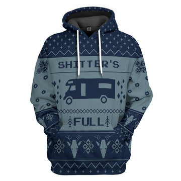 Gearhuman 3D Shitter's Full Ugly Christmas Sweater Blue Custom Hoodie Apparel GV07103 3D Apparel Hoodie S 