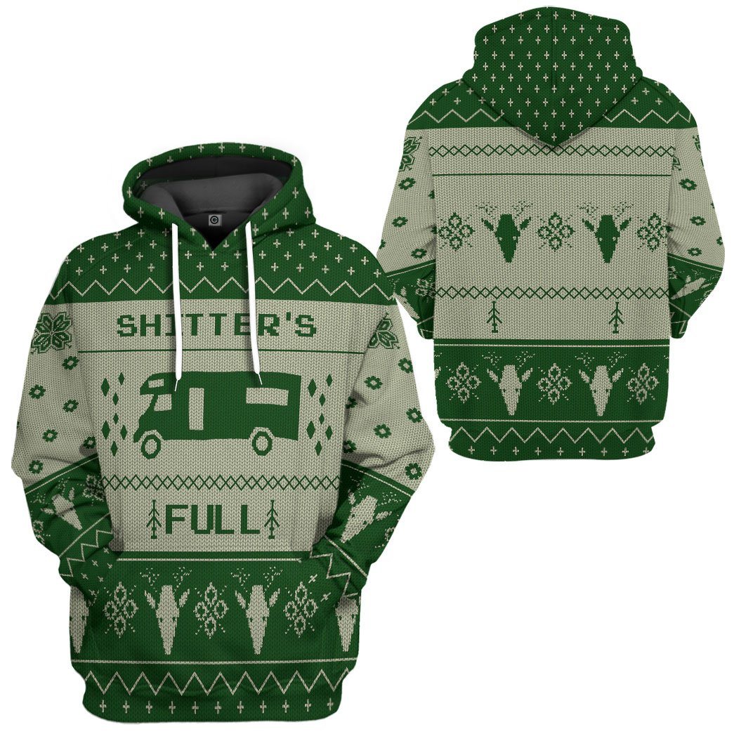 Gearhuman 3D Shitters Full Ugly Christmas Sweater Green Custom Hoodie Apparel GV07104 3D Apparel 