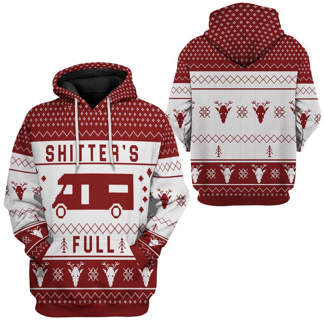 Gearhuman 3D Shitters Full Ugly Christmas Sweater Red Custom Hoodie Apparel GV07102 3D Apparel 