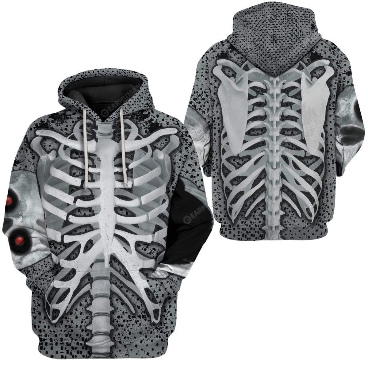 GearHuman 3D Skeleton Hoodie TShirt Apparel SK-QM29111919 3D Custom Fleece Hoodies 