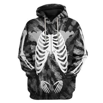 Gearhumans 3D Skeleton Tie Dye Custom Hoodie Apparel