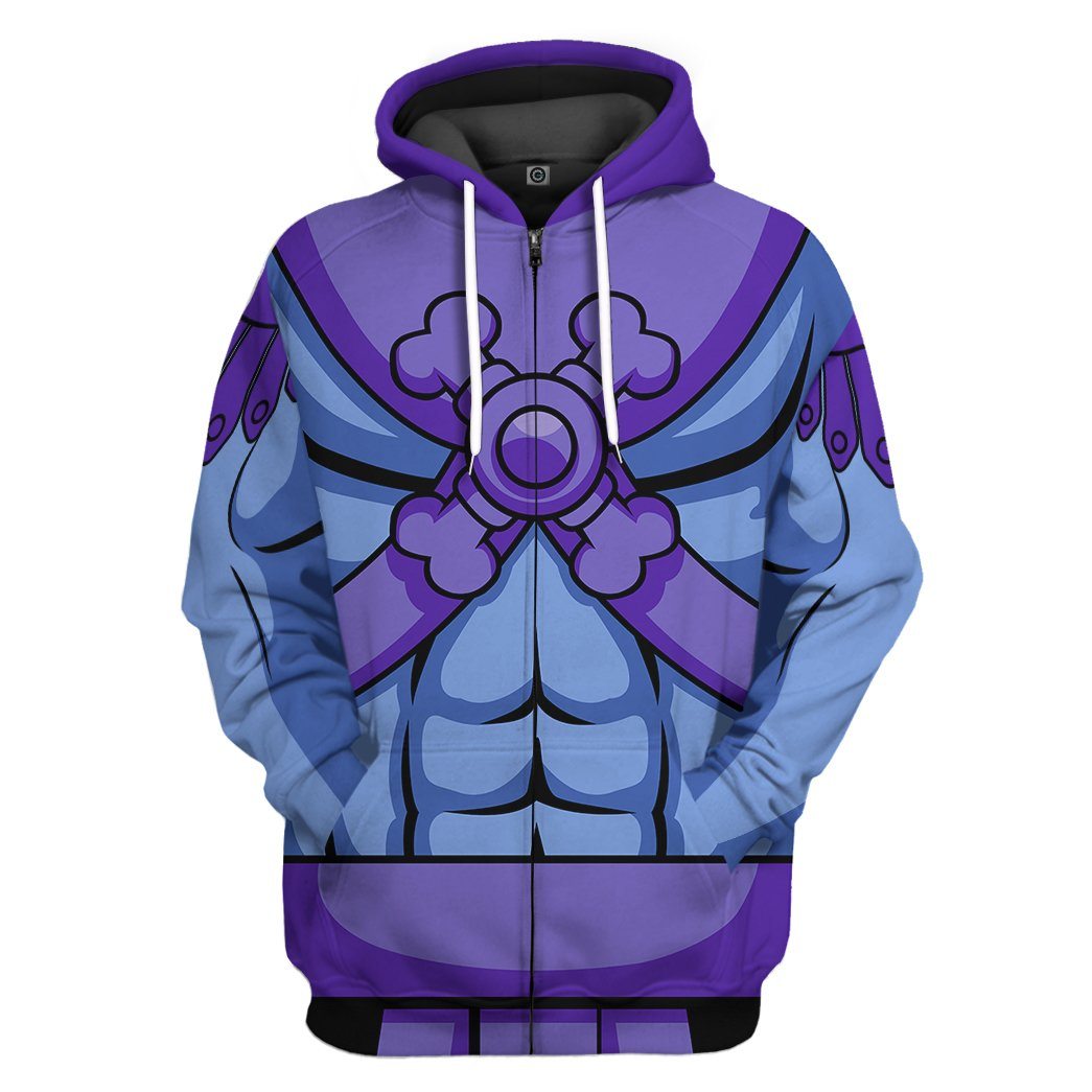 Gearhuman 3D Skeletor He-Man Custom Tshirt Hoodie Apparel GW13012 3D Apparel Zip Hoodie S 