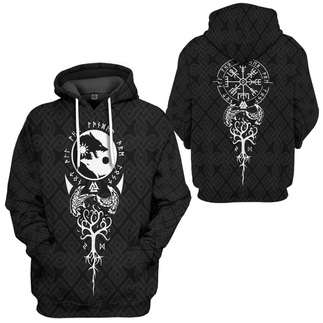 Gearhuman 3D Skoll And Hati Norse Mythology Symbol Art Custom Tshirt Hoodie Apparel GN28092 3D Apparel 