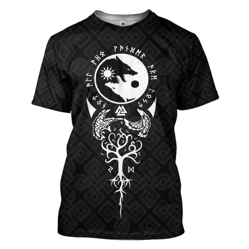 Gearhuman 3D Skoll And Hati Norse Mythology Symbol Art Custom Tshirt Hoodie Apparel GN28092 3D Apparel T-Shirt S 