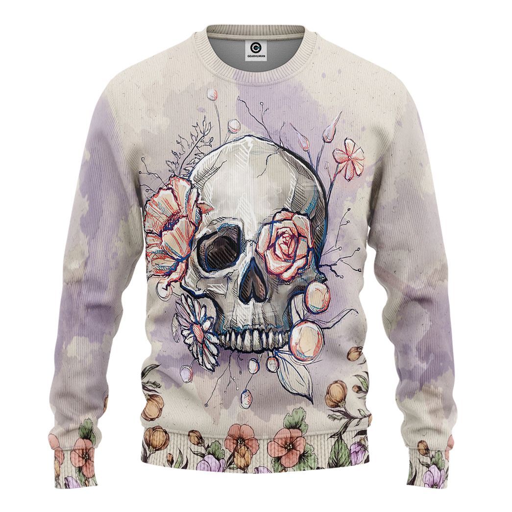 Gearhuman 3D Skull Custom Tshirt Hoodie Apparel CB061122 3D Apparel Long Sleeve S 